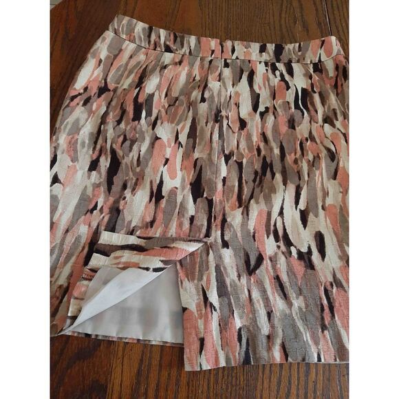 Size 10 Petite Anne Taylor Midi Mini Skirt Brown Tan Ivory Pink - Picture 4 of 6